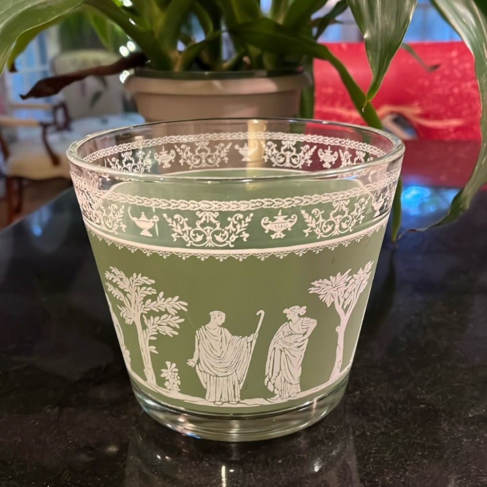 Vintage Jeanette Hellenic Green Wedgwood Jasperware Style Greek Ice Bucket